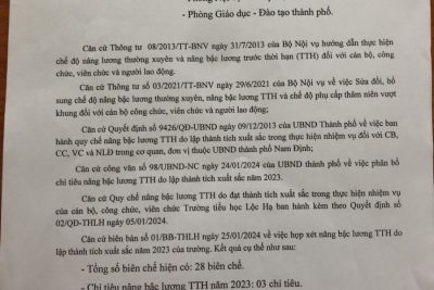 Tờ trình đề nghị nâng lương trước thời hạn do lập thành tích xuất sắc năm 2023