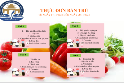 Thực đơn bán trú từ ngày 17/11/2025 đến 20/11/2025
