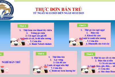 Thực đơn bán trú từ ngày 01/12/2025 đến ngày 05/12/2025