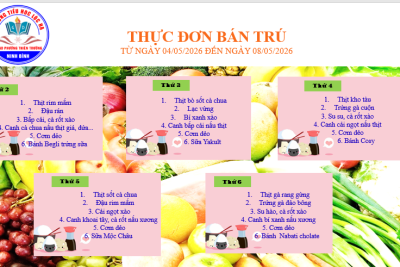 Thực đơn bán trú từ ngày 04/05/2026 đến ngày 08/05/2026